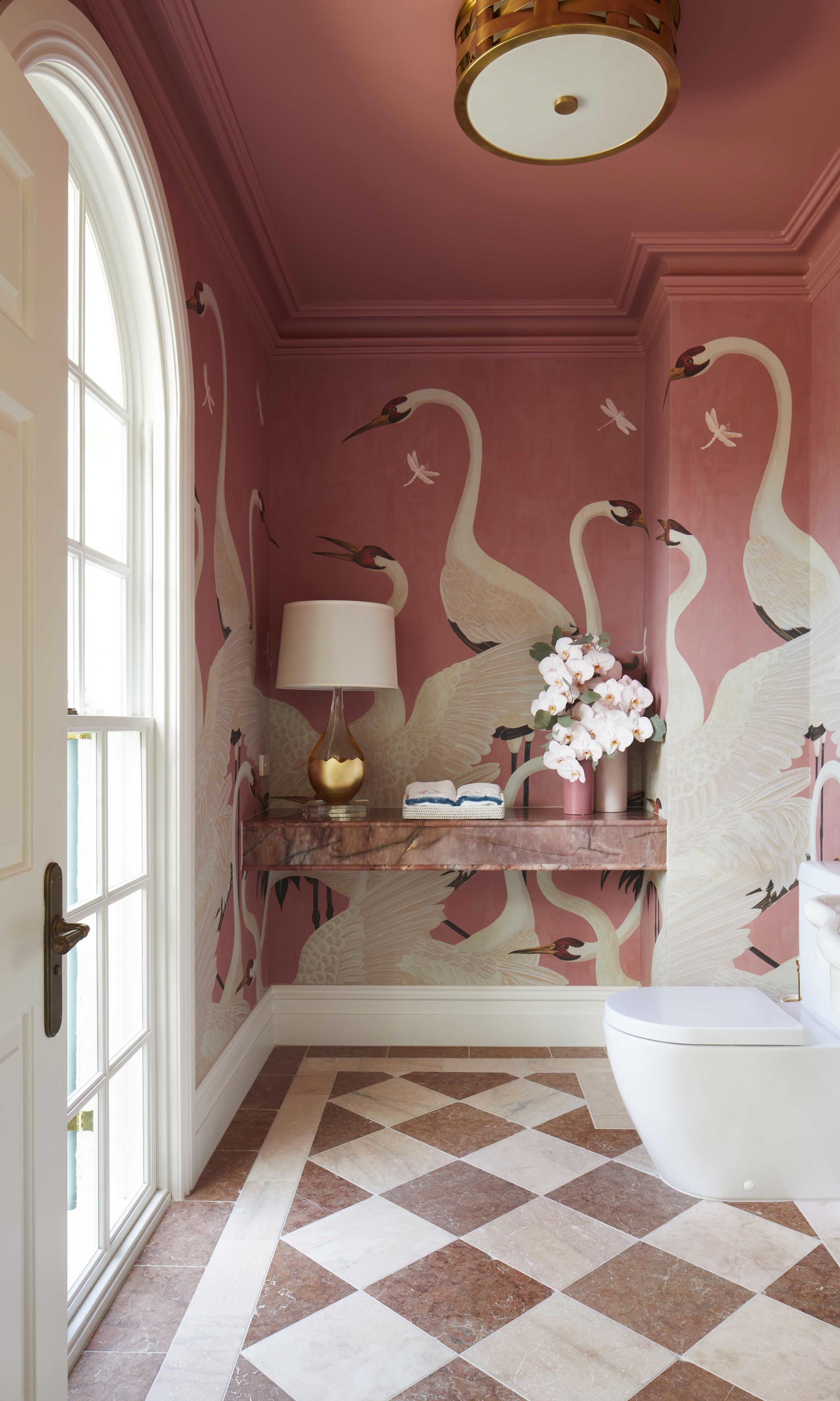 A Wallpapered Powder Room