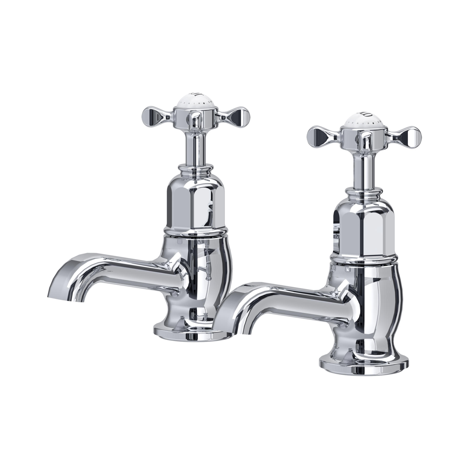 Tap Hardware Traditional Pair of Bath Pillar Taps (Crosstop Handles)