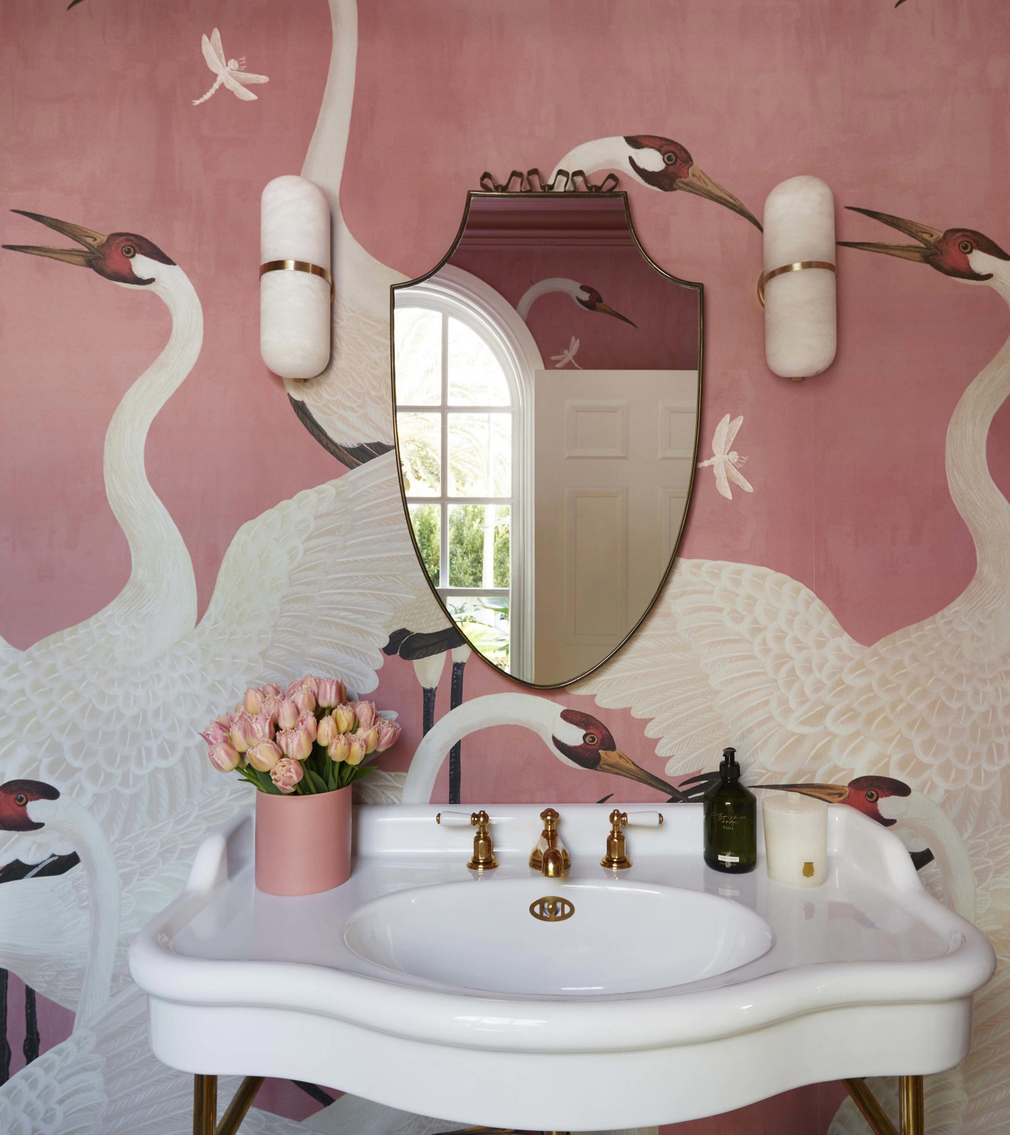A Wallpapered Powder Room