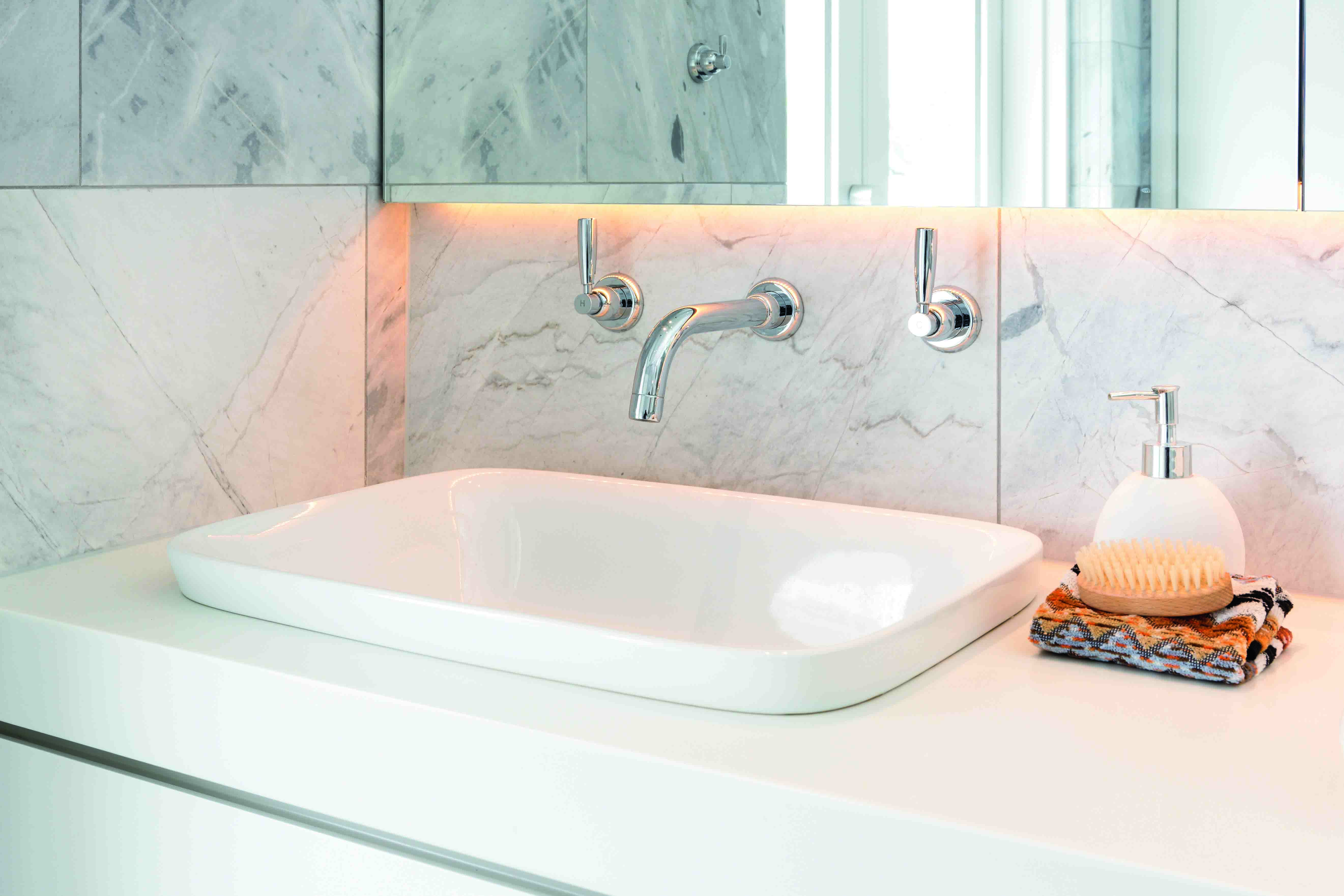 Langbourn Wall-Mounted Three-Hole Basin Set - Chrome