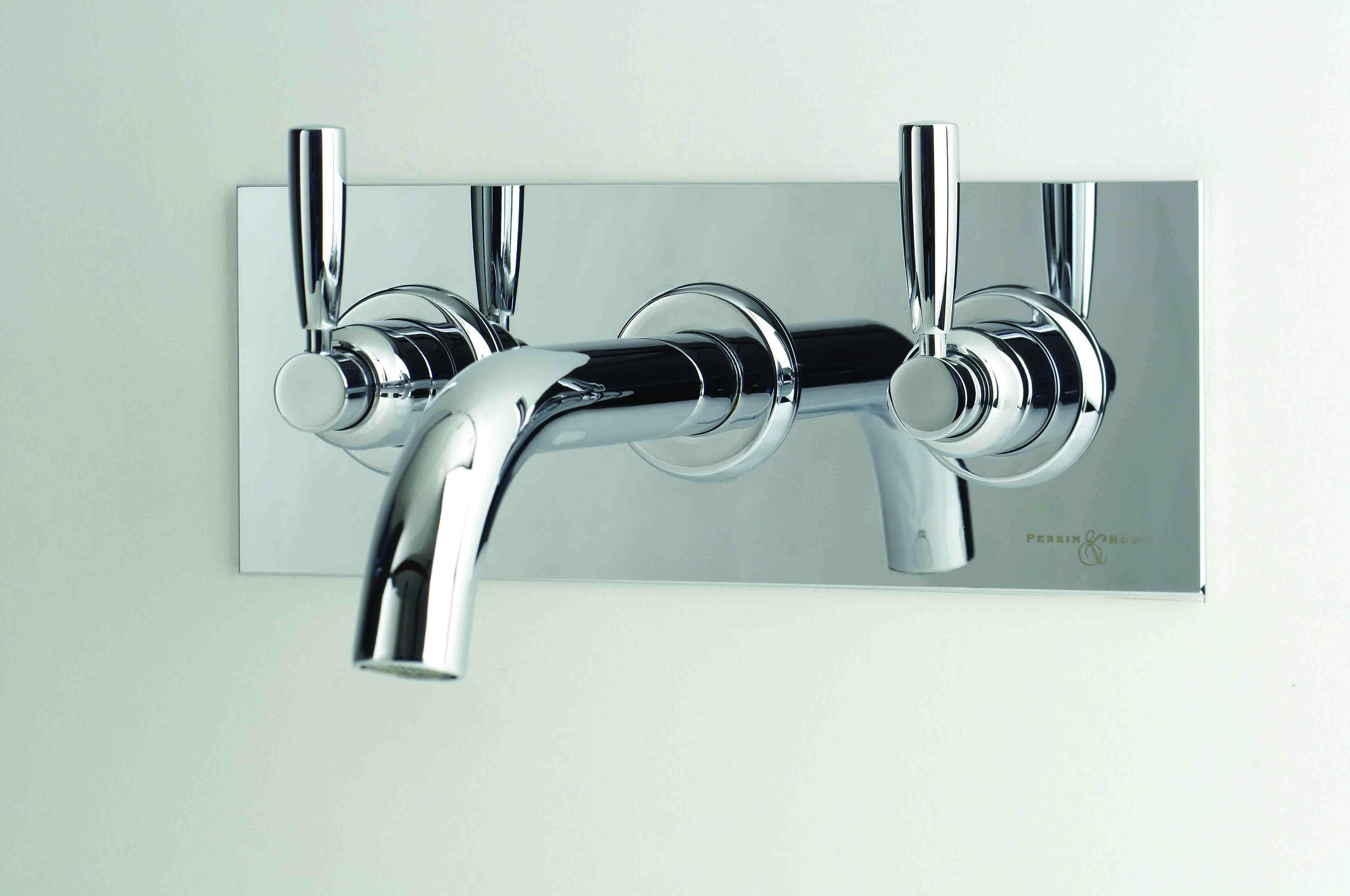 Langbourn Three-Hole Wall-Mounted Bath Set on Back Plate - Chrome