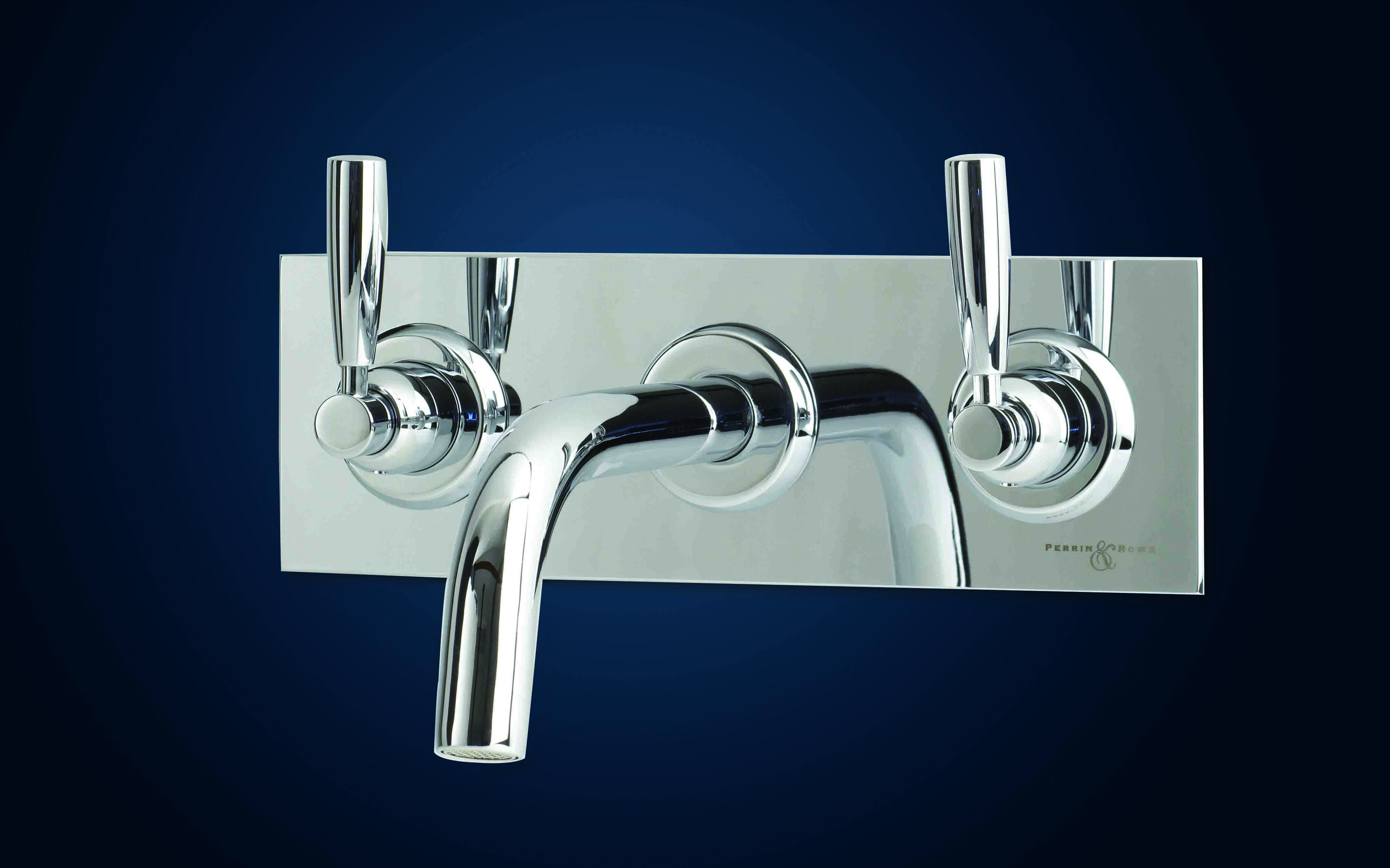 Langbourn Wall-Mounted Three-Hole Basin Set on Back Plate - Chrome